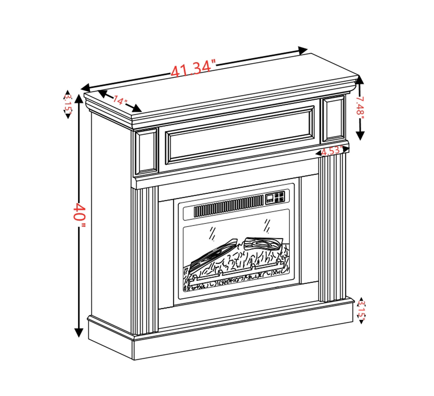 S-HOME Electric Fireplace Mantel Surround with 23 Inch Insert, Adjustable Flame, Remote Control for Home