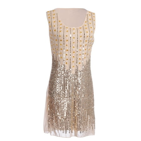- Fashion Womens Glamazon Rhinestone and Sequin Embellished Shift Party Dress