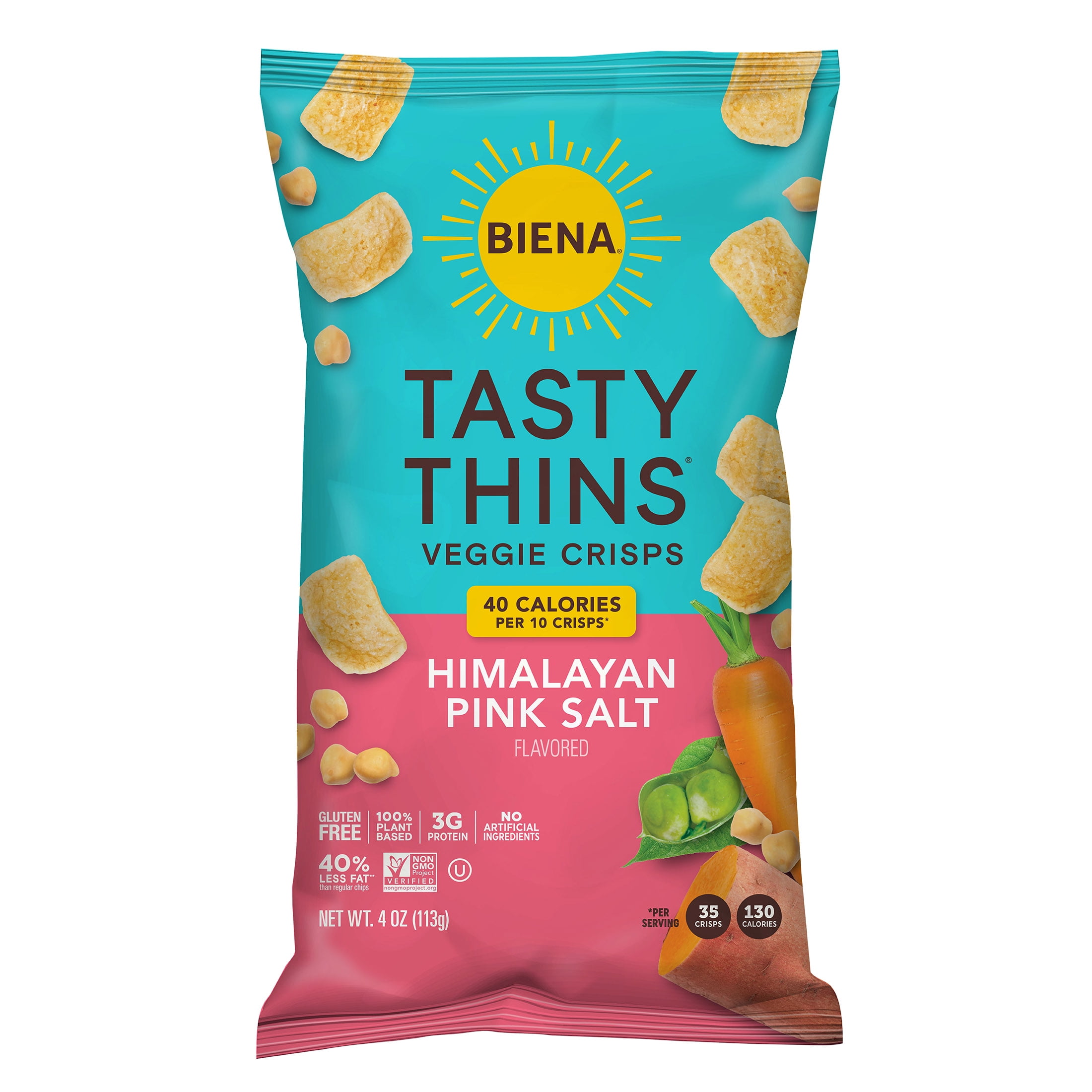 (2 pack) Biena Tasty Thins Snack Crisps, Himalayan Pink Salt Flavor, 4oz