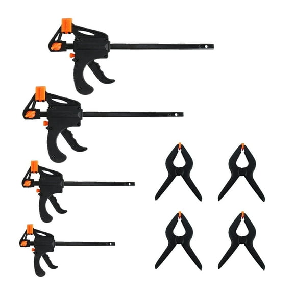 BTideas Clamps Set for Woodworking, 4 F Clamps and 4 Spring Clamps for Woodworking