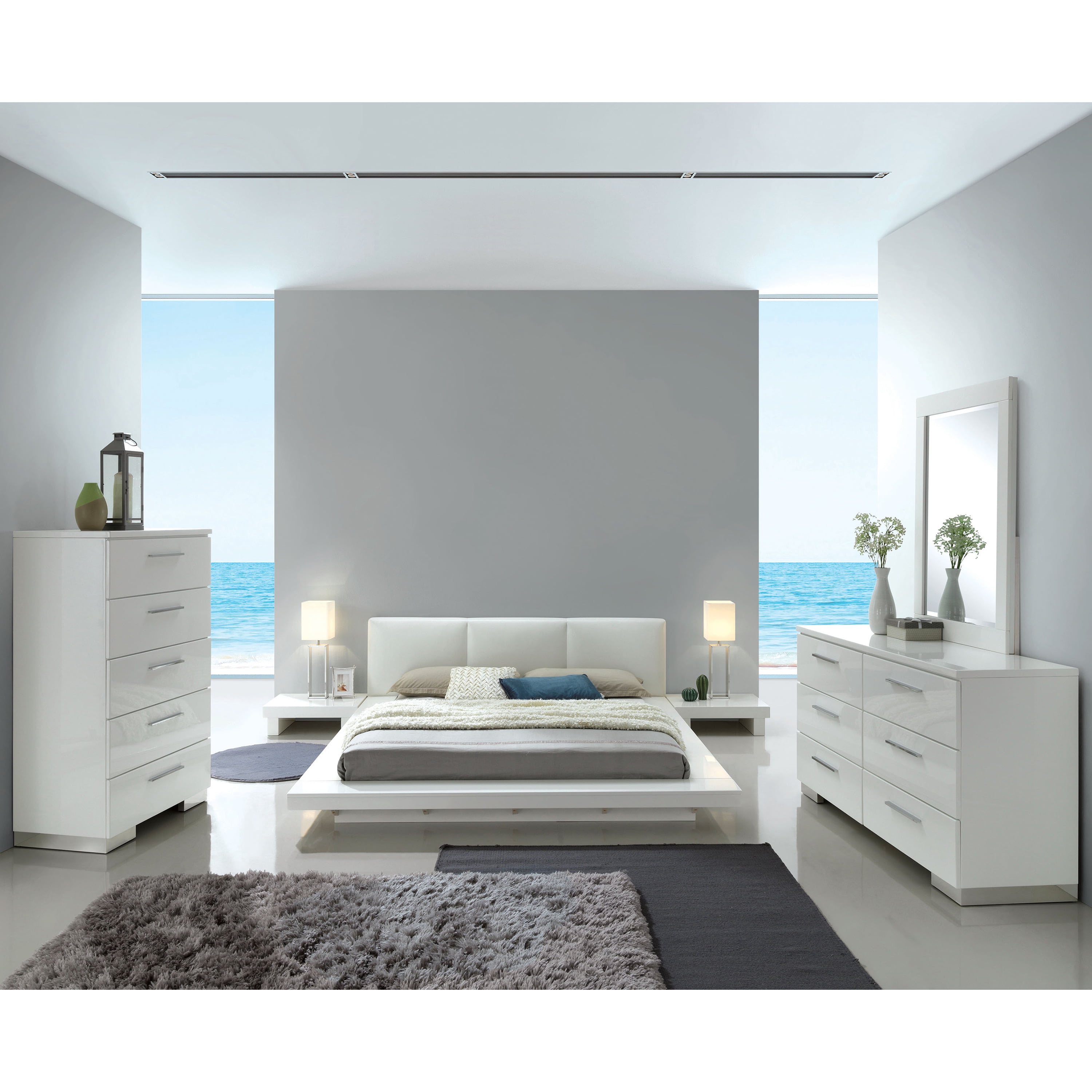 Furniture of America Krister Wood 6-Drawer Dresser, Glossy White