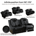 thumbnail image 3 of Leather Recliner Sofa Set with LED Lights,Power Reclining Loveseat with Double Recliners/Storage Console/Cup Holder for Living Room/Home Theater(Loveseat,Black), 3 of 6