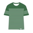 thumbnail image 6 of Htigea Womens Striped Short Sleeve Tops Casual Crewneck T Shirt Summer Loose Fit Pullover Tee Army Green XXL, 6 of 6