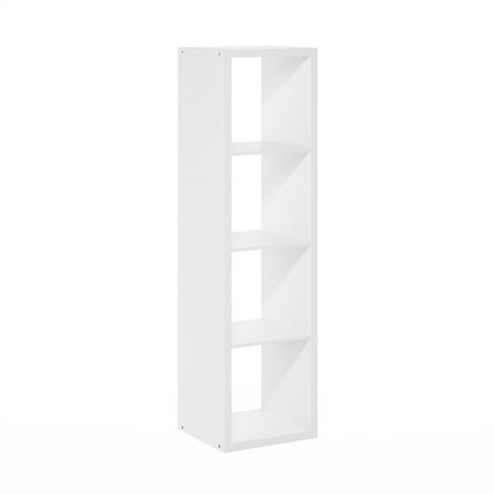Furinno Cubicle Open Back Decorative Verticle Cube Storage Organizer, 4-Cube, White