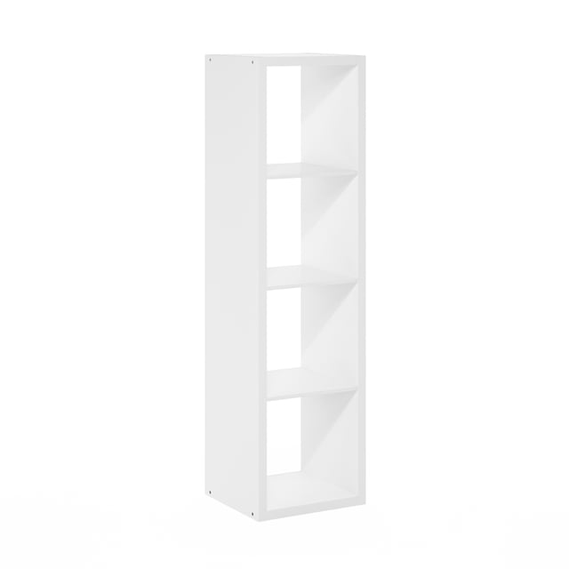 Furinno CUBICLE Book Shelf, 4-Cube Vertical Thick Frame Bookshelf, Horizontally & Vertically Reversible Bookcase with Open Back, 14.6 x 15.9 x 58, for Living Room, Bedroom, Home Office, White