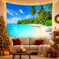 thumbnail image 3 of Turquoise Shoreline with White Sand and Palm Trees, Peaceful Coastal Art for Beach Lovers, Scenic Wall Decor, Housewarming Gift, Tapestry Wall Hanging for Bedroom and Living Room, 3 of 7