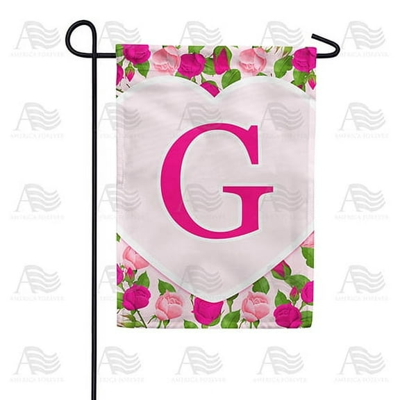America Forever Flags Monogram Letter G Garden Flag - Pink Roses - 12.5 x 18 Inches, Happy Valentine's Day Pink Roses Love Heart Double Sided Flag, Seasonal Yard Outdoor Holiday Décor
