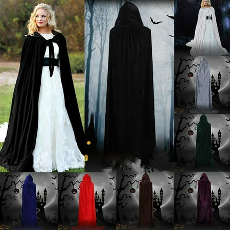 Adult Halloween Costume Cape Hooded Velvet Cloak for Halloween,Party and