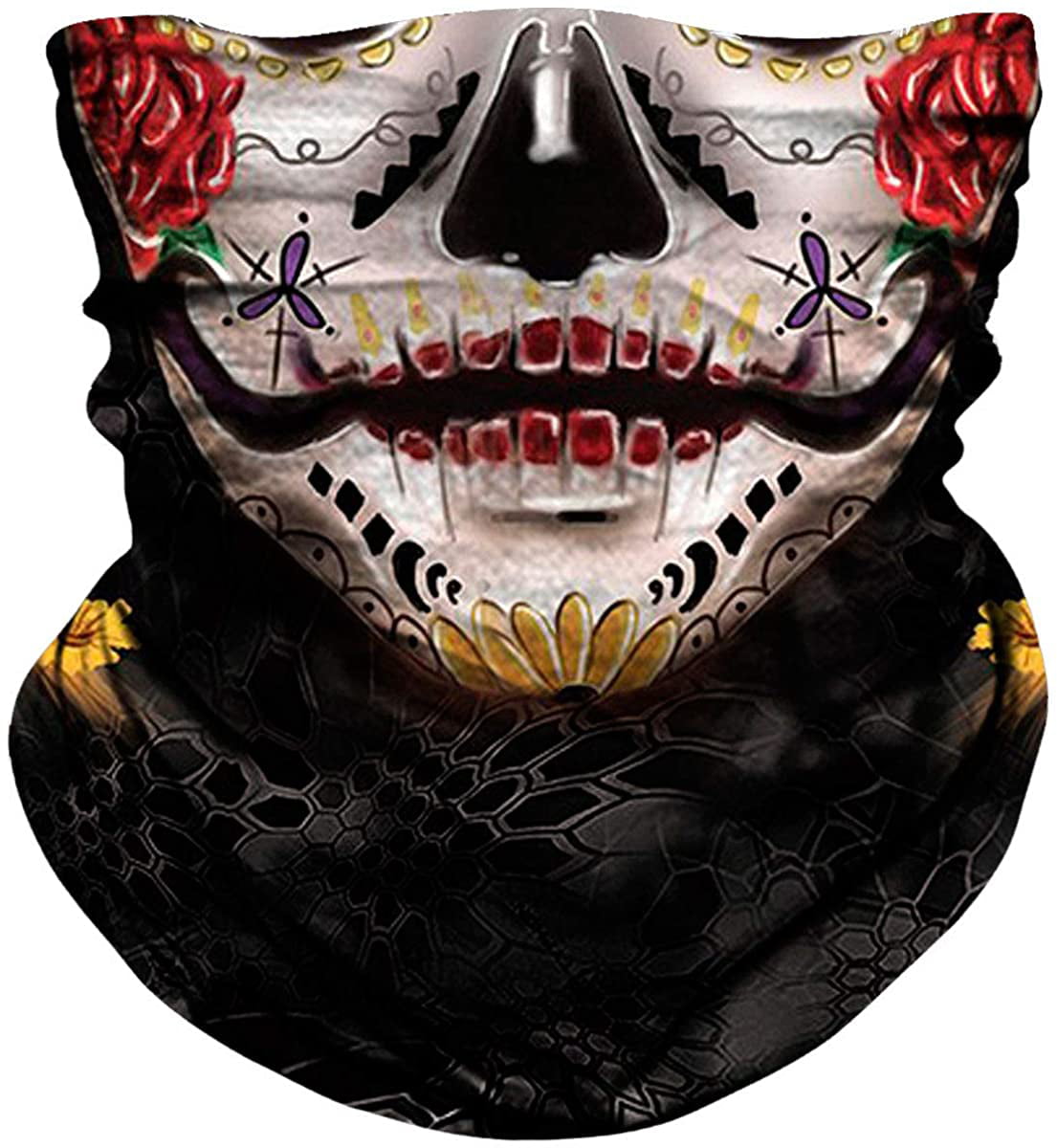 Seamless Skull Balaclava Face Shield Sun Mask Neck Gaiter Motorcycle Cycling SPF 