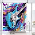thumbnail image 2 of Guitar Shower Curtain for Bathroom, Abstract Graffiti Blue and Purple Guitar Music Shower Curtain Set Waterproof Fabric Bathtub Curtain Decor with 12 Hooks, 72x72 inches, 2 of 6