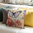 thumbnail image 3 of Orinice Vintage Floral Throw Pillow Covers   Spring Summer Butterfly Flower Decorative Outdoor Pillow Covers Rustic Pillowcase  Cushion Covers For Sofa Couch Bed Home Decor 24x24in, 3 of 5