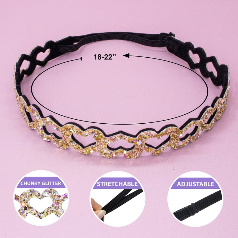 FROG SAC 6 Glitter Elastic Headbands for Girls, Adjustable  display picture 3