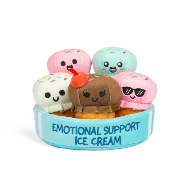 Peluches identificables con forma de cono de helado de apoyo emocional con cesta