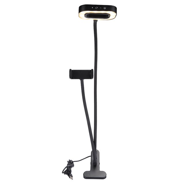 Soporte ajustable innovador universal de la luz del relleno de la belleza del soporte del teléfono móvil de la manguera del metal negro