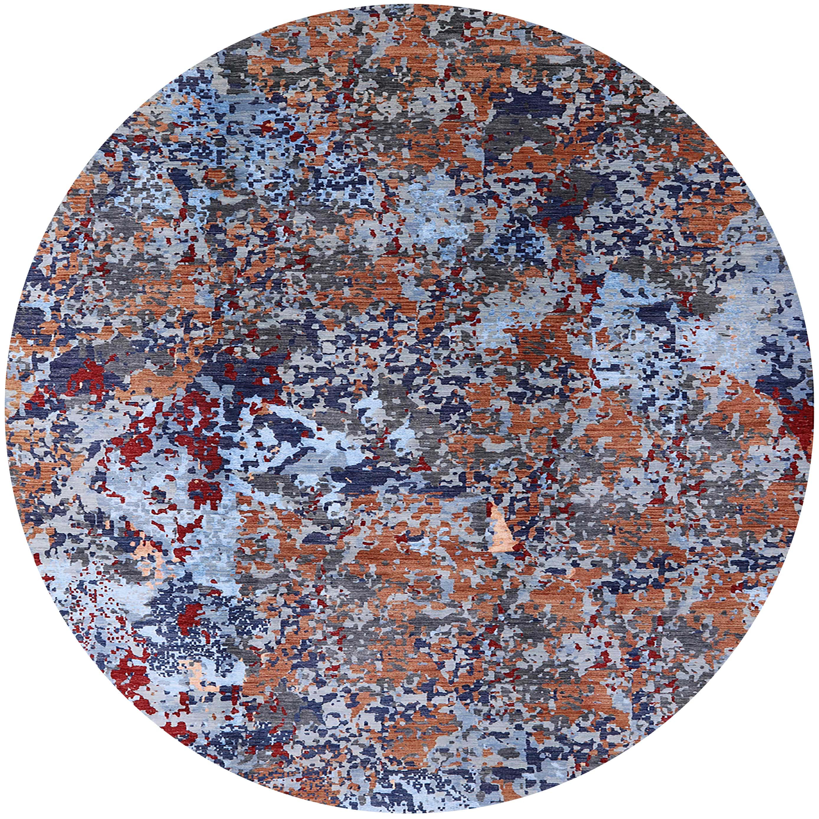 Ahgly Company Indoor Round Mid-Century Modern Maroon Purple Oriental ...