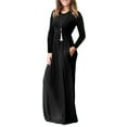 thumbnail image 3 of HAOMEILI Women Long Sleeve Loose Plain Maxi Dresses Casual Long Dresses with Pockets, 3 of 7