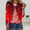 thumbnail image 2 of Lindreshi Christmas Shirts for Women Long Sleeve Women's Fashion Printed Loose T-shirt Long Sleeves Blouse Round Neck Casual Tops, 2 of 5