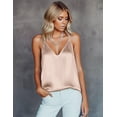 thumbnail image 2 of Ekouaer Women's Silk Satin Camisole Tank Tops V Neck Sleeveless Spaghetti Straps Blouse Casual Racerback Shirt, 2 of 6