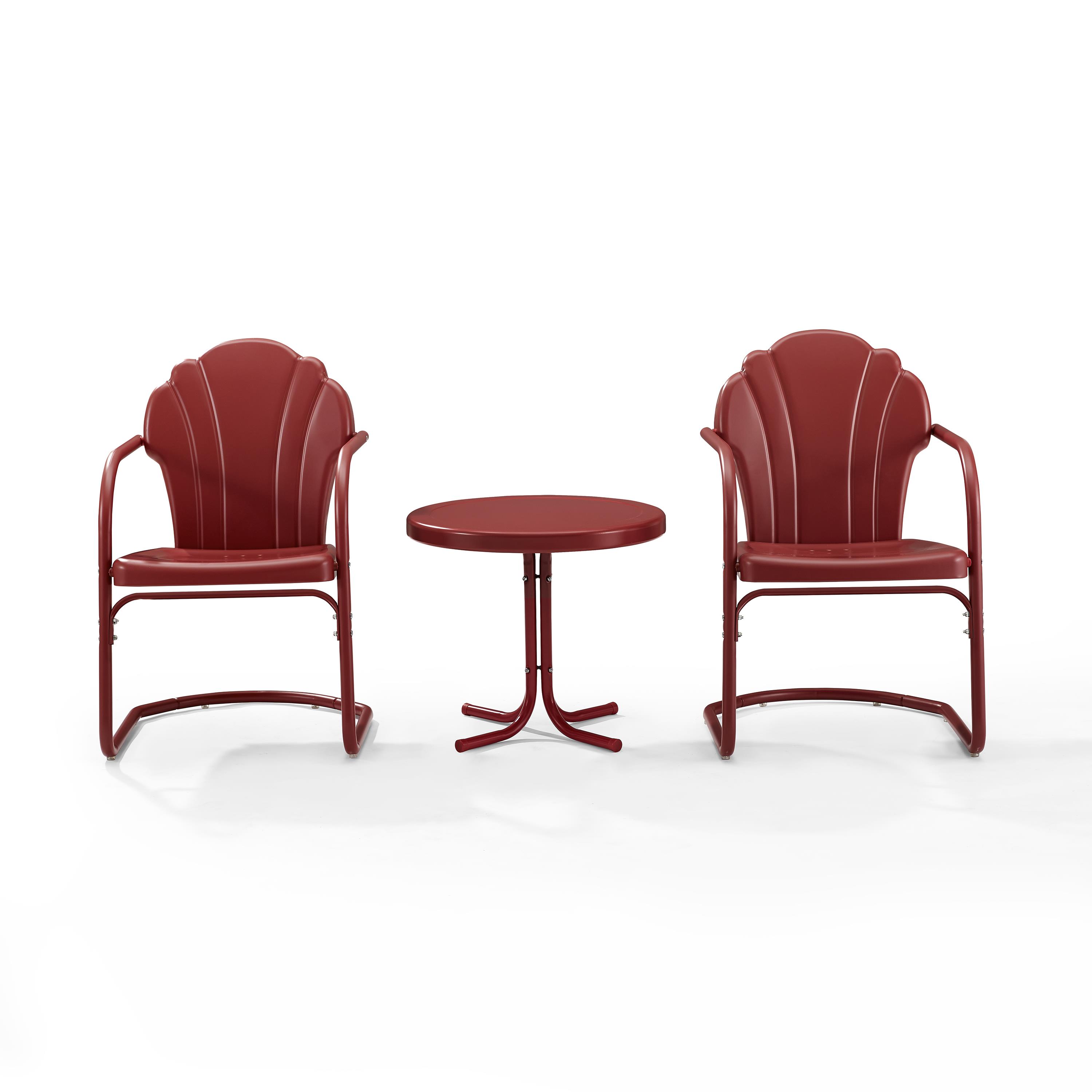 Crosley Furniture Tulip 3 Piece 22"Round Metal Patio Conversation Set in Red - image 3 of 7