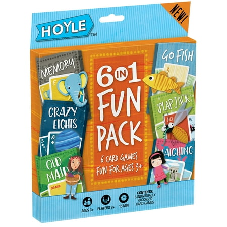 Hoyle 6 In 1 Fun Pack Kids Card Games - Memory, Go Fish, Crazy Eights, Matching, Old Maid, Slap Jack