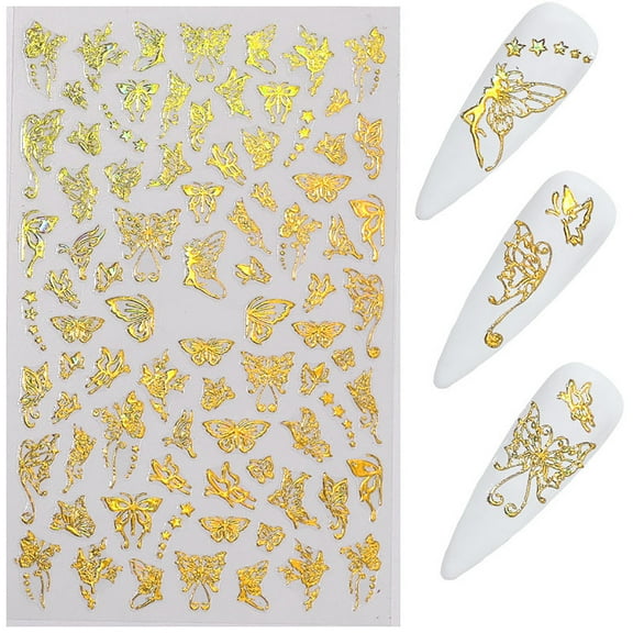 UDIYO Nail Decal Butterfly Shape Manicure Accessories PET DIY Manicure Nail Decal for Nail Art Salon