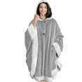 thumbnail image 2 of Hooded Cloak for Women Sherpa Fleece Blanket Poncho for Adults Ultra Soft Plush Wearable Blanket with Large Pockets and Button Closure for Cozy Comfort at Home Christmas Valentine's Day, 2 of 4