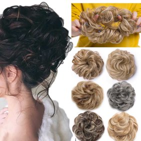 Real 100 Human Hair Extension Wrap Messy Hair Bun Curly Heat