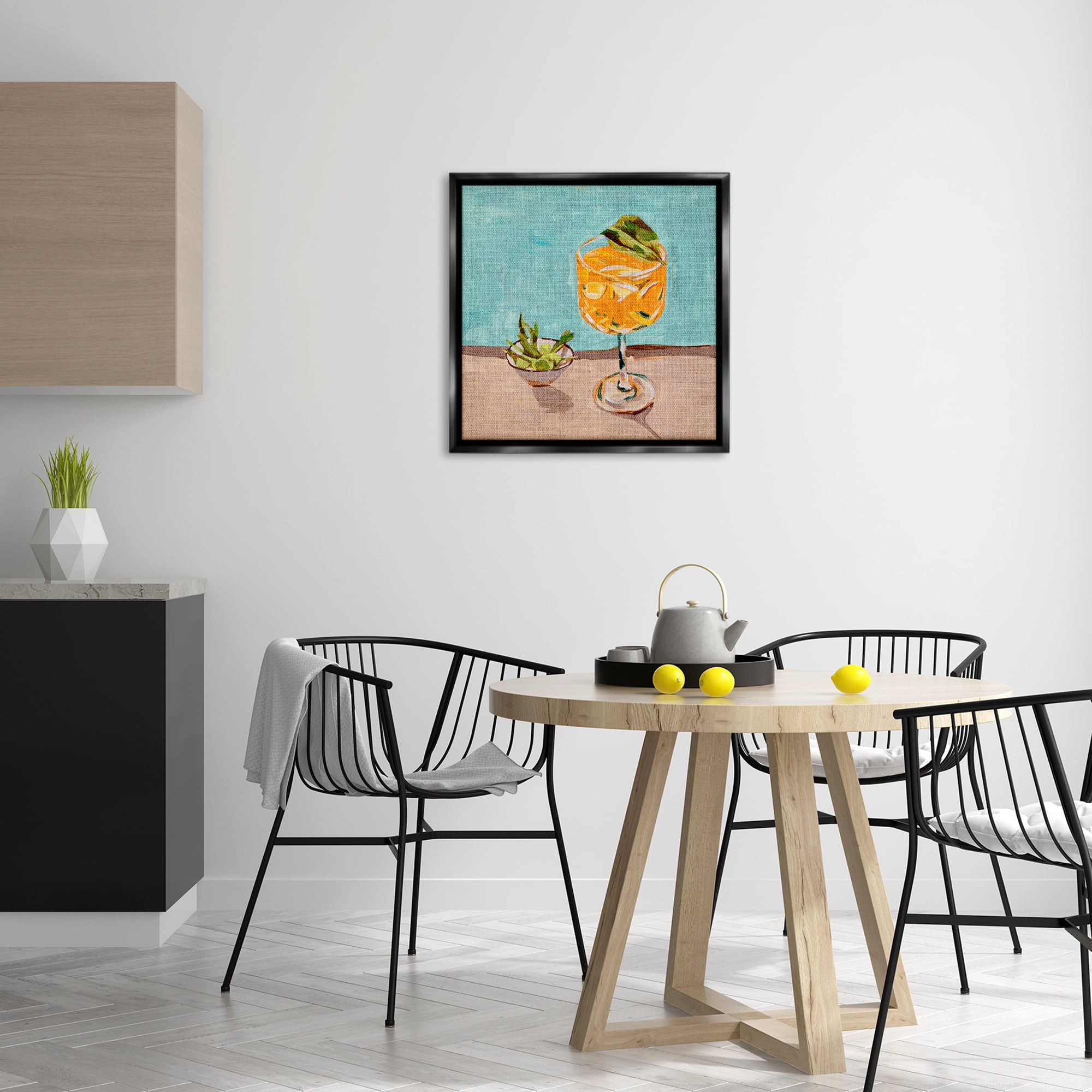 Stupell Industries Orange Cocktails Still Life Food & Beverage Painting Black Floater Framed Canvas Art Print Wall Art, 25 x 25