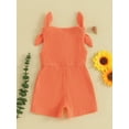 thumbnail image 5 of FEORJGP Toddler Girls Summer Rompers 6M 1T 2T 3T 4T Kids Solid Color Sleeveless Overalls Ribbed Knitted Jumpsuit Shorts Baby Button Bodysuits Suspender Shorts Infant Loose Casual Clothes, 5 of 9