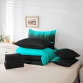 thumbnail image 6 of jejeloiu Abstract Geometric Striped 7pcs Bedding Comforter Set For Boys,Teal Black Ombre Queen Bedding Sets For Kids,Reversible, 6 of 7