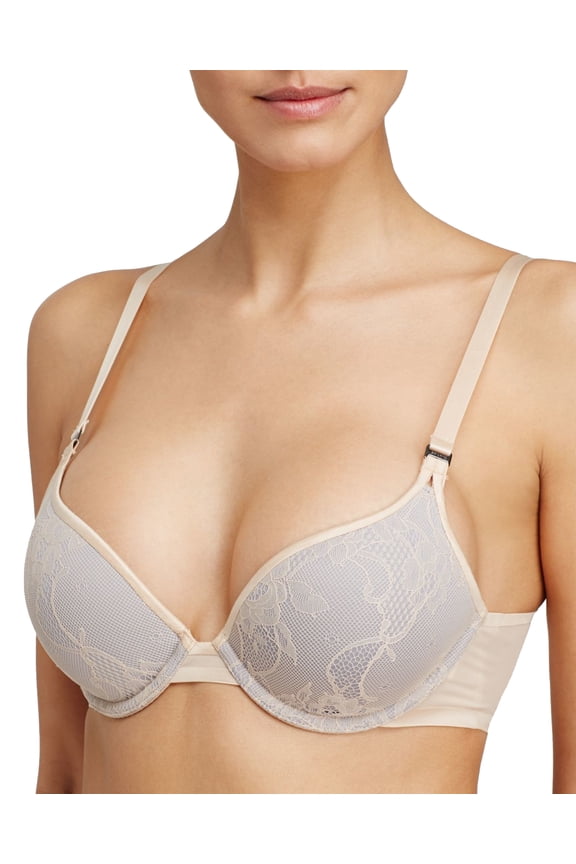 Women's Pillow Cup Lace Push Up Plunge Bra SF0815, Soft Nude, 38C