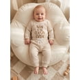 thumbnail image 6 of RUINIXCW New To The Cousin Crew Newborn Baby Boy Hospital Coming Home Outfit Infant Baby Boys Fall Winter Clothes Long Sleeve Waffled Romper and Pants Hat Set, 6 of 9