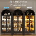 thumbnail image 5 of 70" Tall Arched Kitchen Pantry Cabinet with LED Lights, Modern Wood Display Cabinet with Glass Doors & Adjustable Shelves for Kitchen, Dining Room, Living Room, 5 of 8
