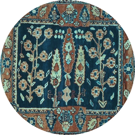 Ahgly Company Indoor Round Animal Light Blue Traditional Area Rugs, 7' Round