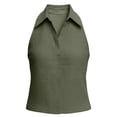 thumbnail image 4 of Cilsoka Women's Sleeveless Button Down Blouse, Solid V Neck Classic Collared Tank Top, Casual Work Office Cotton Linen Shirts S-XXXL, 4 of 7