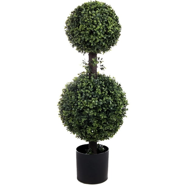 Vickerman 3' Artificial Double Ball Green Cedar Topiary Potted in a