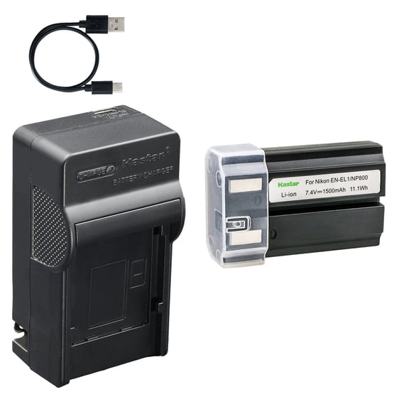 Kastar 1-Pack Battery and AC & USB-C Charger, Compatible with Nikon EN-EL1, Konica Minolta NP-800, Nikon Coolpix 4300 4500 4800 5000 5400 5700 8700 775 880 885 995 E880, Konica Minolta DiMAGE A200