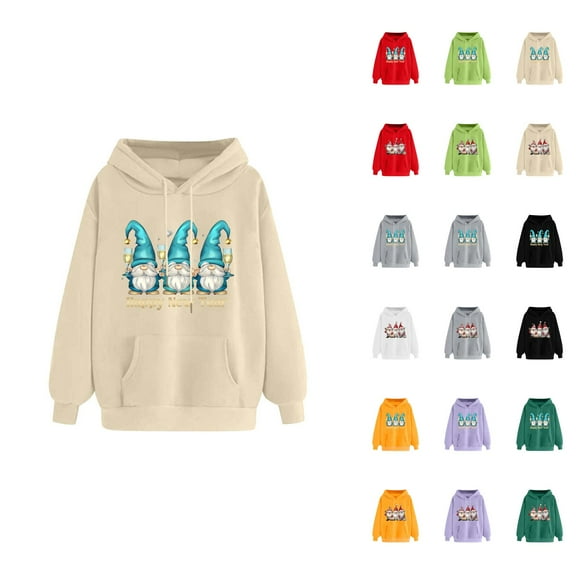 Christmas Hoodies for Women 2025 Long Sleeve Happy New Tear Graphic Hooded Sweatshirt with Pockets Pullover Tops