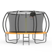 HEVAOTRY 14Ft Trampoline with Basketball Hoop Safety Enclosure Net for Kid&Adult for Outdoor Backyard-Out Net