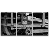 wall26 Canvas Print Wall Art Set Black & White Steam Train Wheel Transportation Vehicle Photography Realism Chic Scenic Dark Duotone Ultra for Living Room, Bedroom, Office - 24"x36"x3