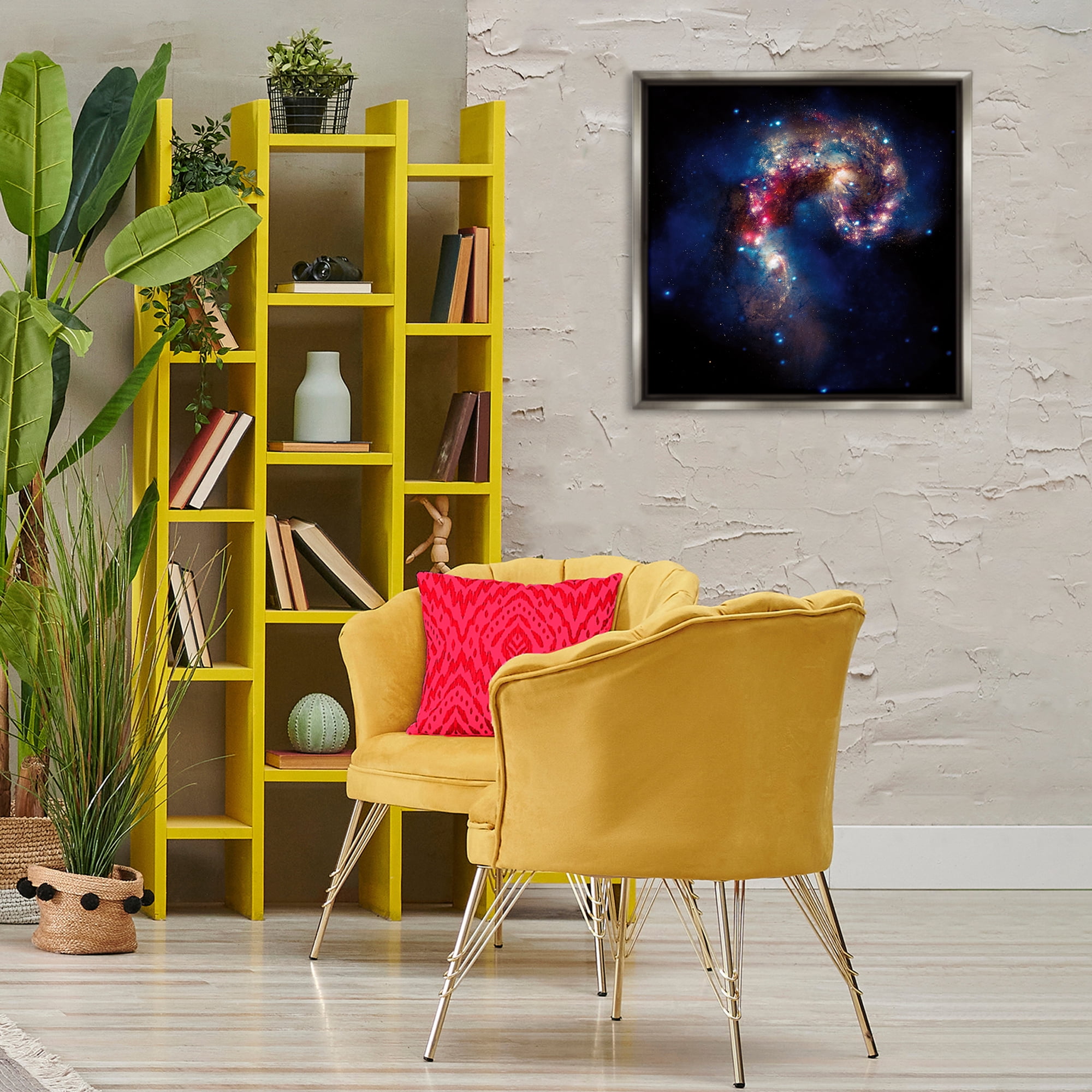 Stupell Industries Vivid Nebula Galaxy Astrology & Stars Photography Gray Floater Framed Canvas Art Print Wall Art, 25 x 25