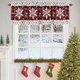 thumbnail image 4 of Winter Snowflake Valances for Windows, 42 x 18in, Christmas Red Black Plaid Silhouette Rod Pocket Kitchen Valance Curtain Light Filtering Window Treatments for Living Room Bedroom, 1 Panel, 4 of 7