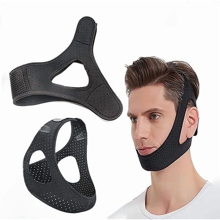 USBSO CPAP Chin Strap,Chin Strap for Sleeping,Stop Snoring Solution with Adjustable Velcro,Anti Snoring Devices Breathable and Reusable, Chin Strap for CPAP Users,M,Black