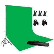 ePhotoInc 5' x 7' Chroma Key Green Screen Studio Background Photo Video Backdrop Stand 3 FREE Clamps and 2 FREE Sandbag Kit