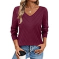 thumbnail image 5 of BLVB Pullover Sweaters for Women Lightweight Fall Fashion Tops V Neck Long Sleeve Trendy Crochet Pointelle Sweater, 5 of 7