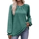 thumbnail image 1 of Camisas de Larga para Mujer, Moda Otoño 2025, Blusas Elegantes e Informales, Blusas Tipo Túnica Plisadas con Cuello Redondo. Verde S, 1 of 10