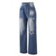 thumbnail image 4 of Gibobby pantalones de mujer de vestir Pantalones de pierna ancha informales de verano 2022, pantalones vaqueros de cintura media con Verdinegroujeros lavados para mujer, pantalones de mujer (Azul, XL), 4 of 5