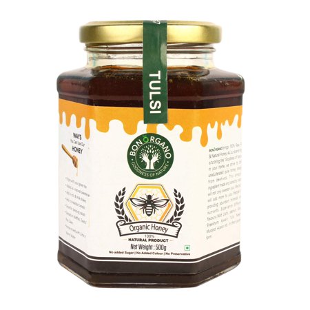 BON ORGANO Pure Raw Tulsi Honey  500 GMS