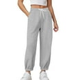 thumbnail image 5 of Royisotas Sweatpants for Women Joggers Plus Size Trousers Solid Color Elastic Waist Workout Gray Womens Pants with Pockets, 5 of 6