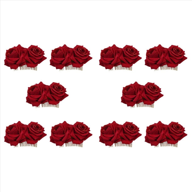 10X Pinza de Pelo de Flor Rosa Diapositiva Alfiler de Bailarina de Flamenco Broche de Flores Clip de Estilo de Cabello para Senora
